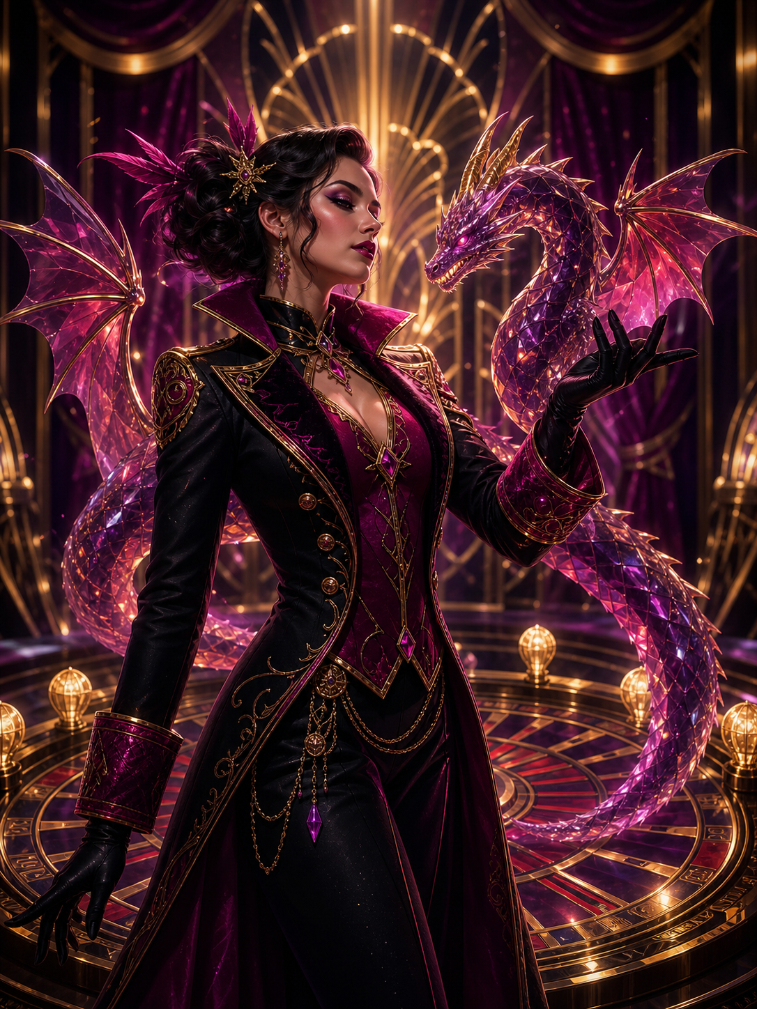Velvet Dragons game cover with performer and dragon